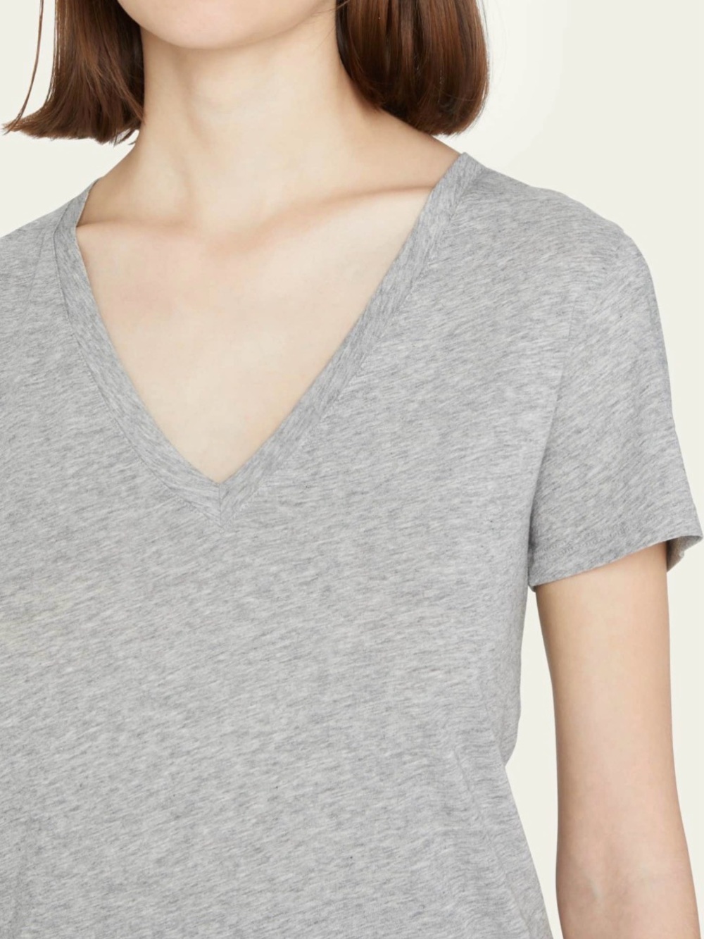 Vince Essential Pima Cotton Gray V- Neck Short Sleeve Luxury T-shirt Size L